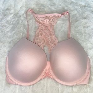 VICTORIA'S SECRET VS Body by Victoria Racerback Perfect Shape Lace Bra Pink 32DD